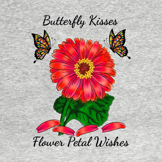 Butterfly Kisses Flower Petal Wishes Red Getbera Daisy by SpecialTs